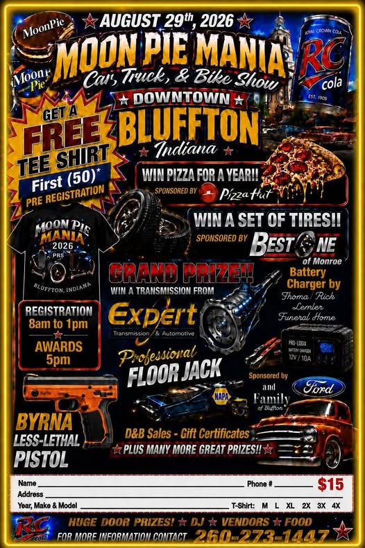 Moon Pie Mania Car, Truck, & Bike Show flyer