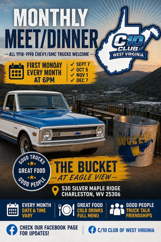 C/10 Club of West Virginia Monthly Meet/Dinner flyer