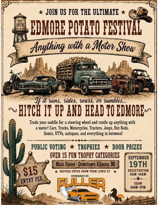 Edmore Potato Festival - Anything with a Motor Show flyer