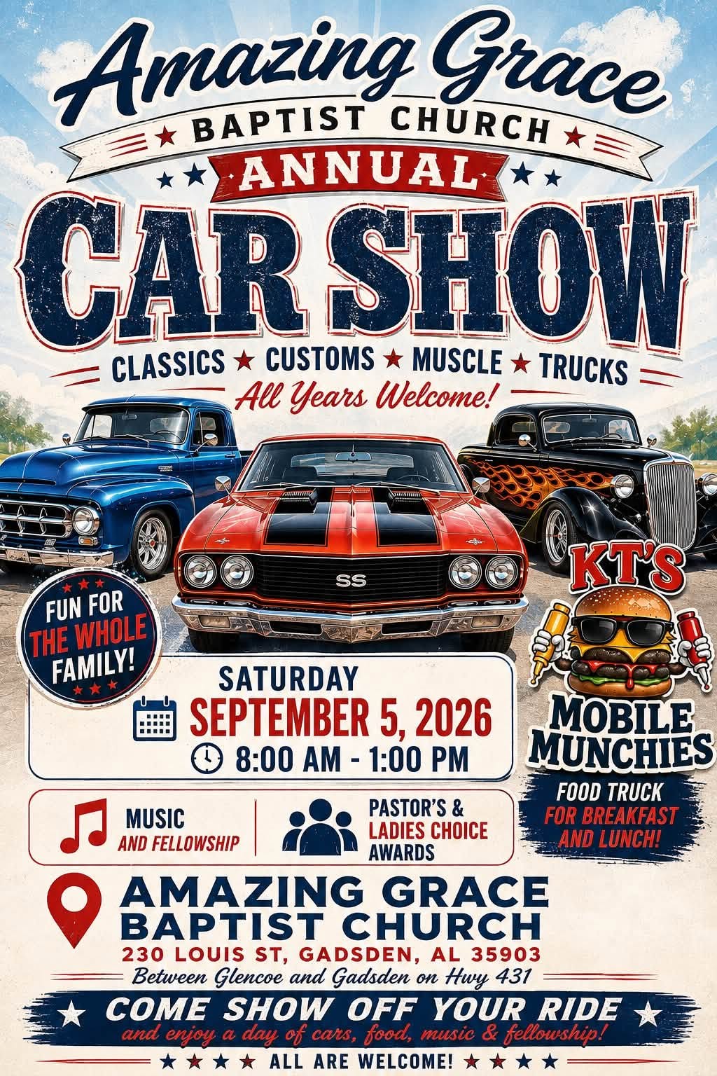 Amazing Grace Baptist Church Annual Car Show flyer