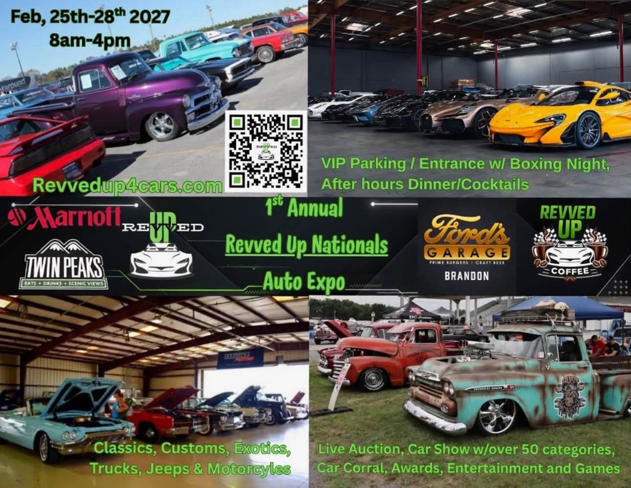 Flyer for 1st Annual Revved Up Nationals Auto Expo