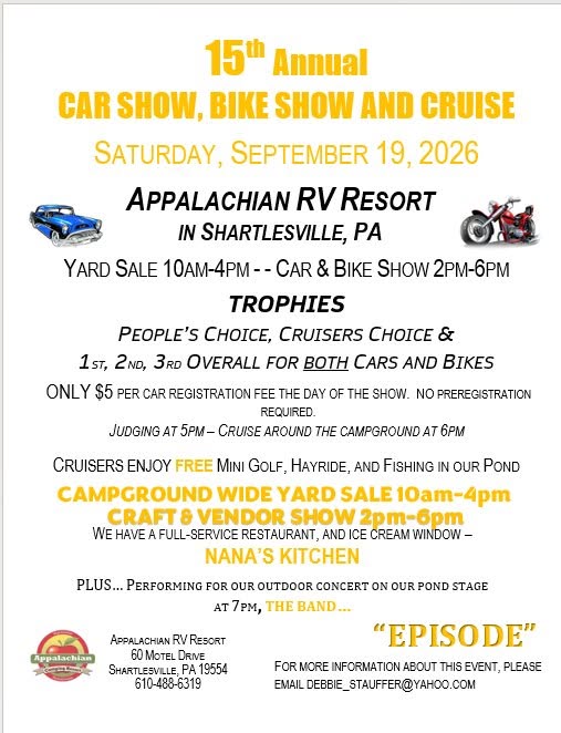 15th Annual Car Show, Bike Show and Cruise flyer