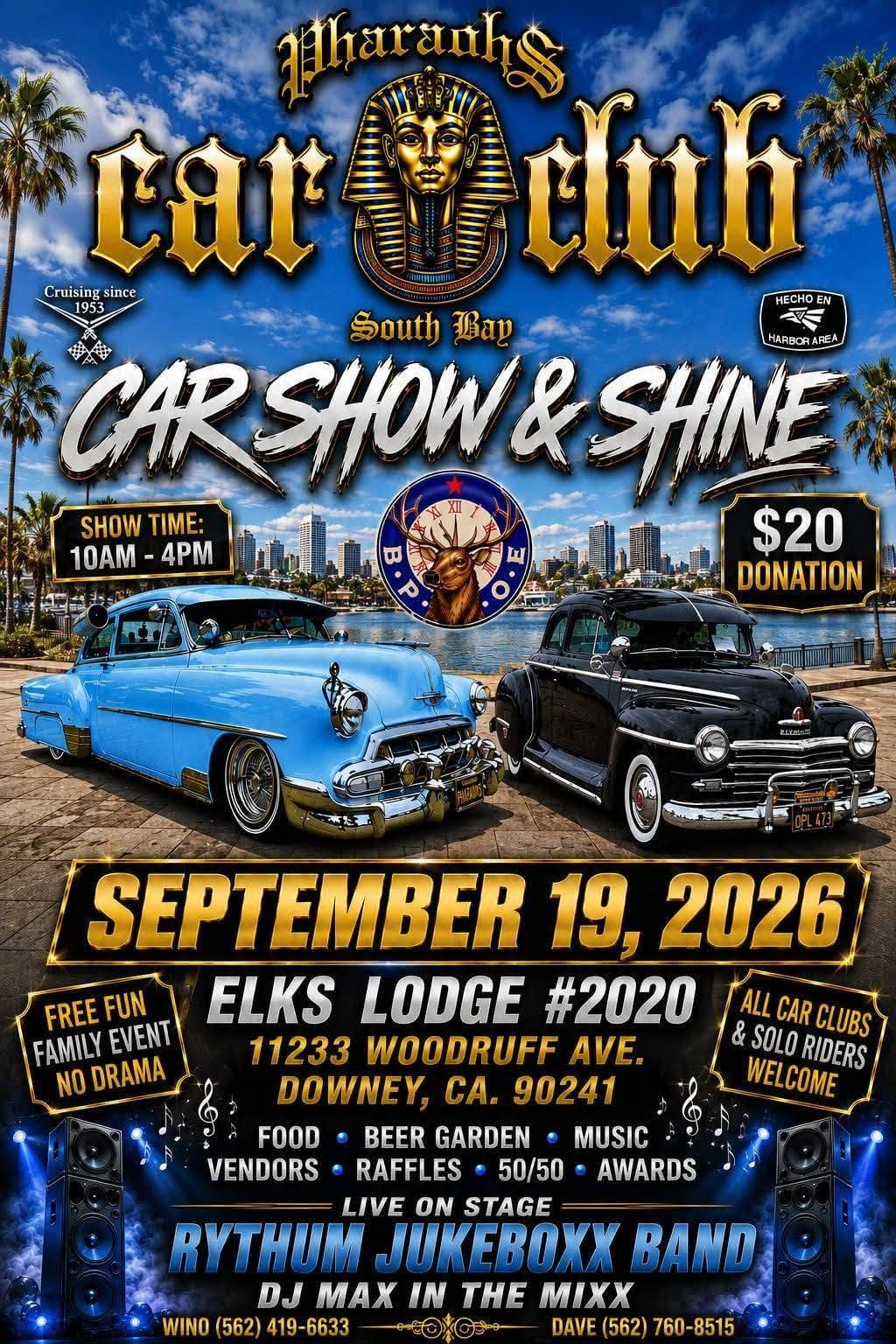 Pharaoh's Car Eth South Bay Car Show & Shine flyer