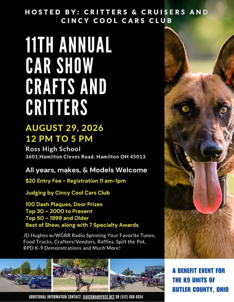 11th Annual Car Show Crafts and Critters flyer
