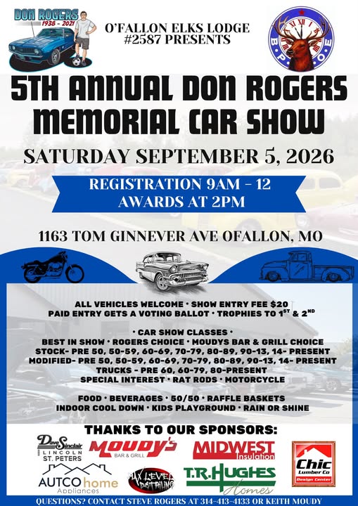 5th Annual Don Rogers Memorial Car Show flyer