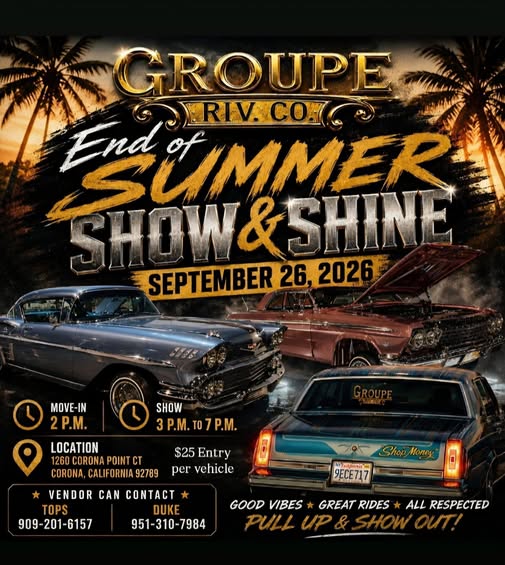 GROUPE RIV. CO. End of Summer Show & Shine flyer