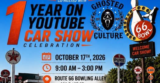 Flyer for 1 Year On YouTube Car Show Celebration