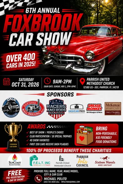 Flyer for 6th Annual Foxbrook Car Show