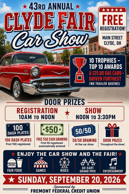 43rd Annual Clyde Fair Car Show flyer