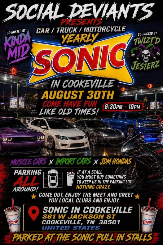 Car/Truck/Motorcycle Yearly Sonic in Cookeville flyer
