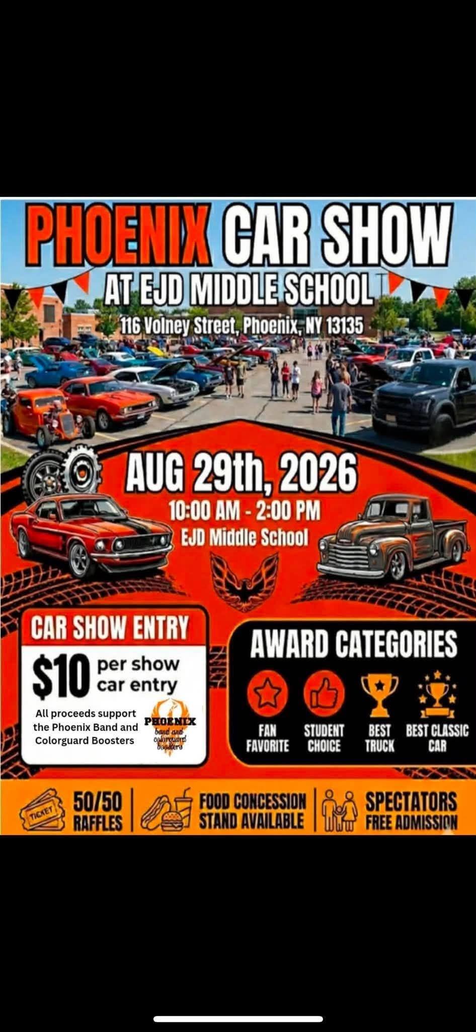Phoenix Car Show at EJD Middle School flyer