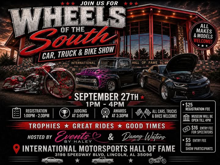 Wheels of the South Car, Truck & Bike Show flyer