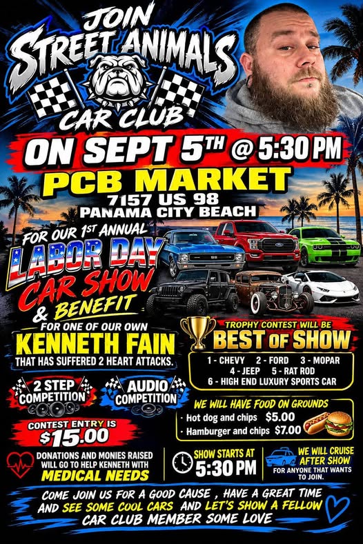 Street Animals Car Club 1st Annual Labor Day Car Show & Benefit flyer