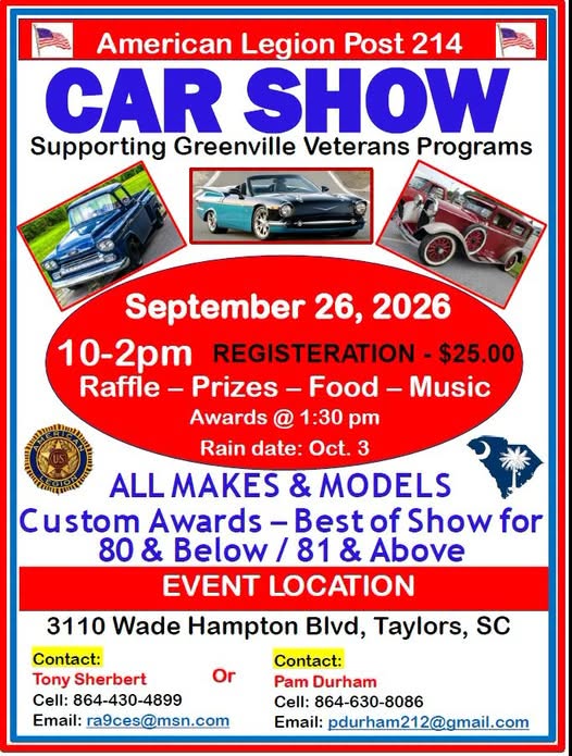 American Legion Post 214 Car Show flyer
