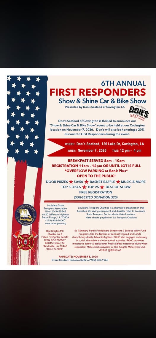 Flyer for 6th Annual First Responders Show & Shine Car & Bike Show