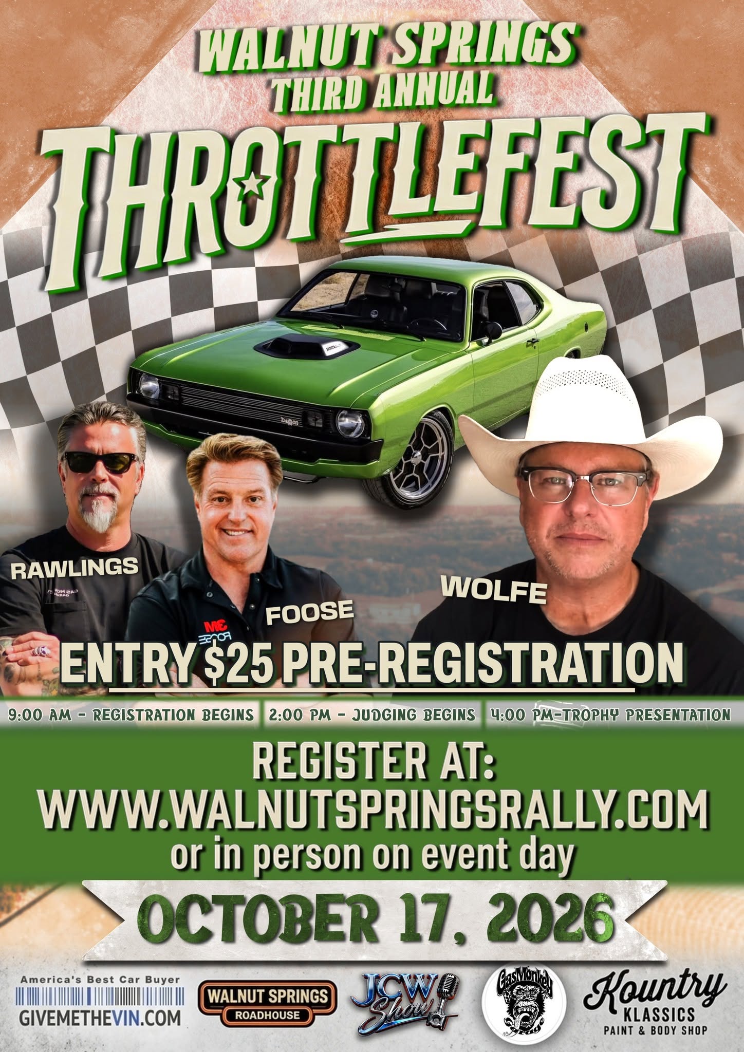 Flyer for Walnut Springs Third Annual Throttle Fest