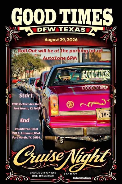 Good Times DFW Texas Cruise Night flyer