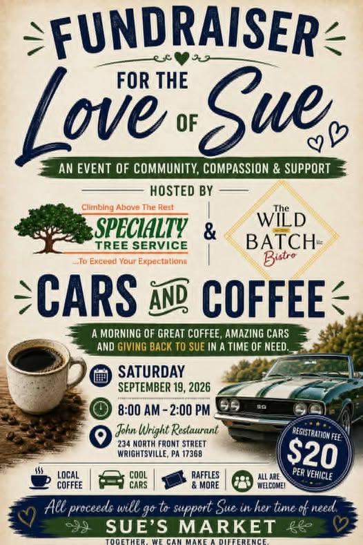 Fundraiser for the Love of Sue - Cars and Coffee flyer