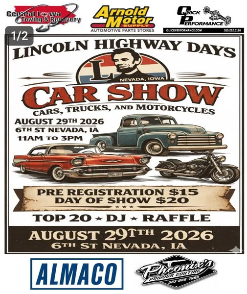 Lincoln Highway Days Car Show flyer