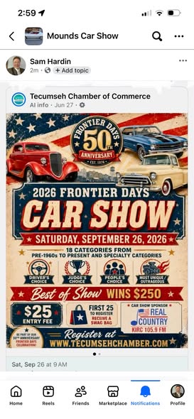 2026 Frontier Days Car Show flyer