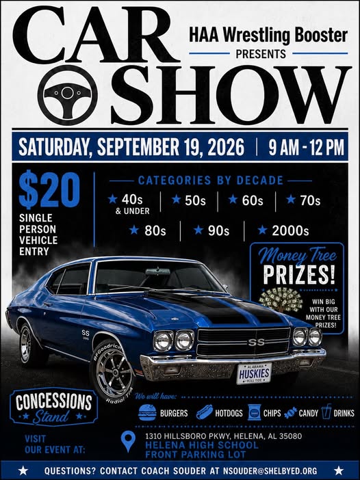 CAR SHOW - HAA Wrestling Booster flyer