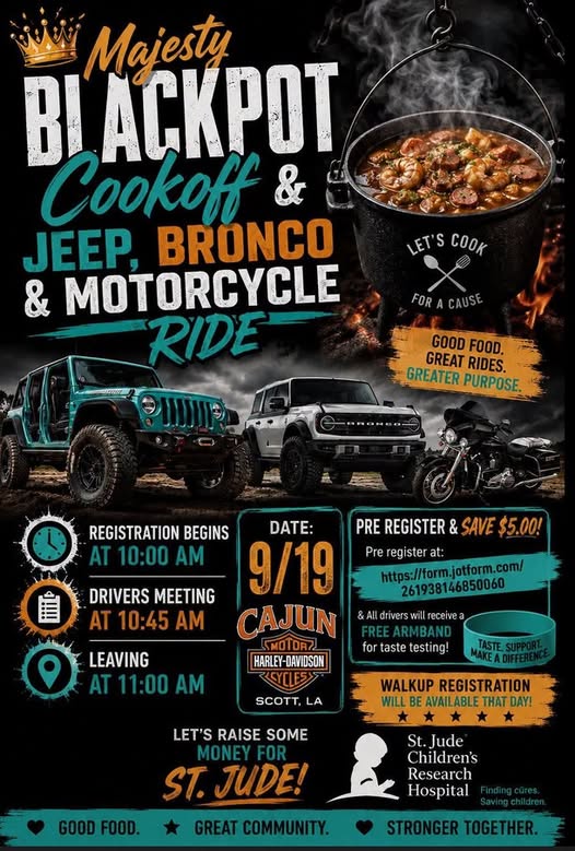 Majesty Blackpot Cookoff & Jeep, Bronco & Motorcycle Ride flyer