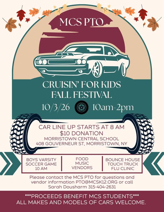 MCS PTO Cruisin' for Kids Fall Festival flyer