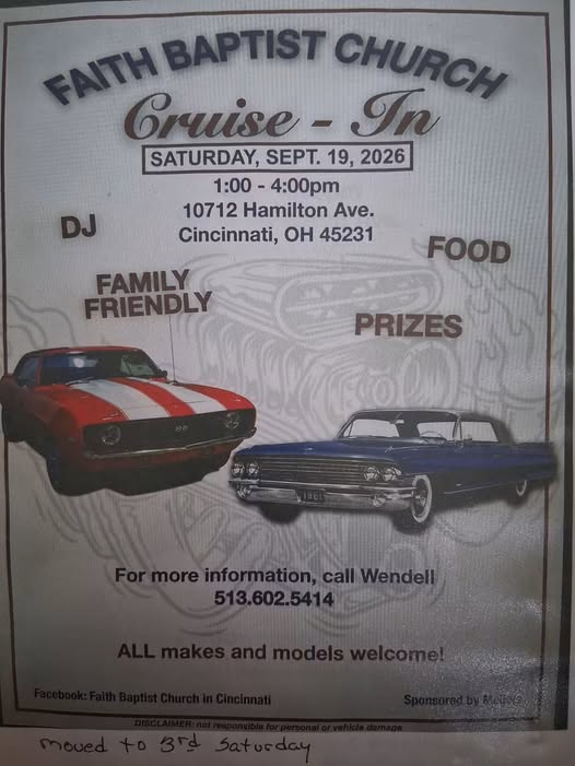 Faith Baptist Church Cruise-In flyer
