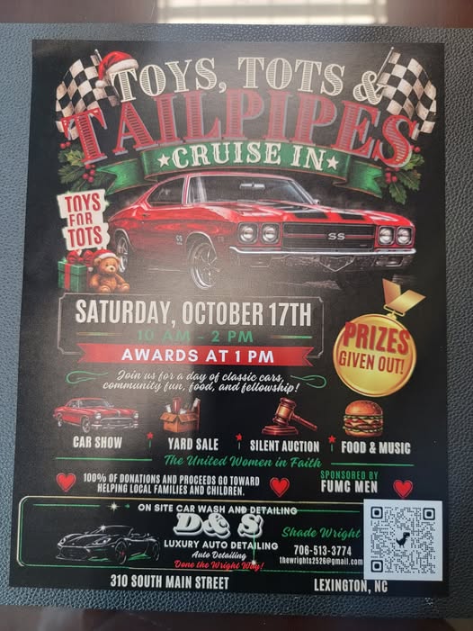 Flyer for Toys, Tots & Tailpipes Cruise In