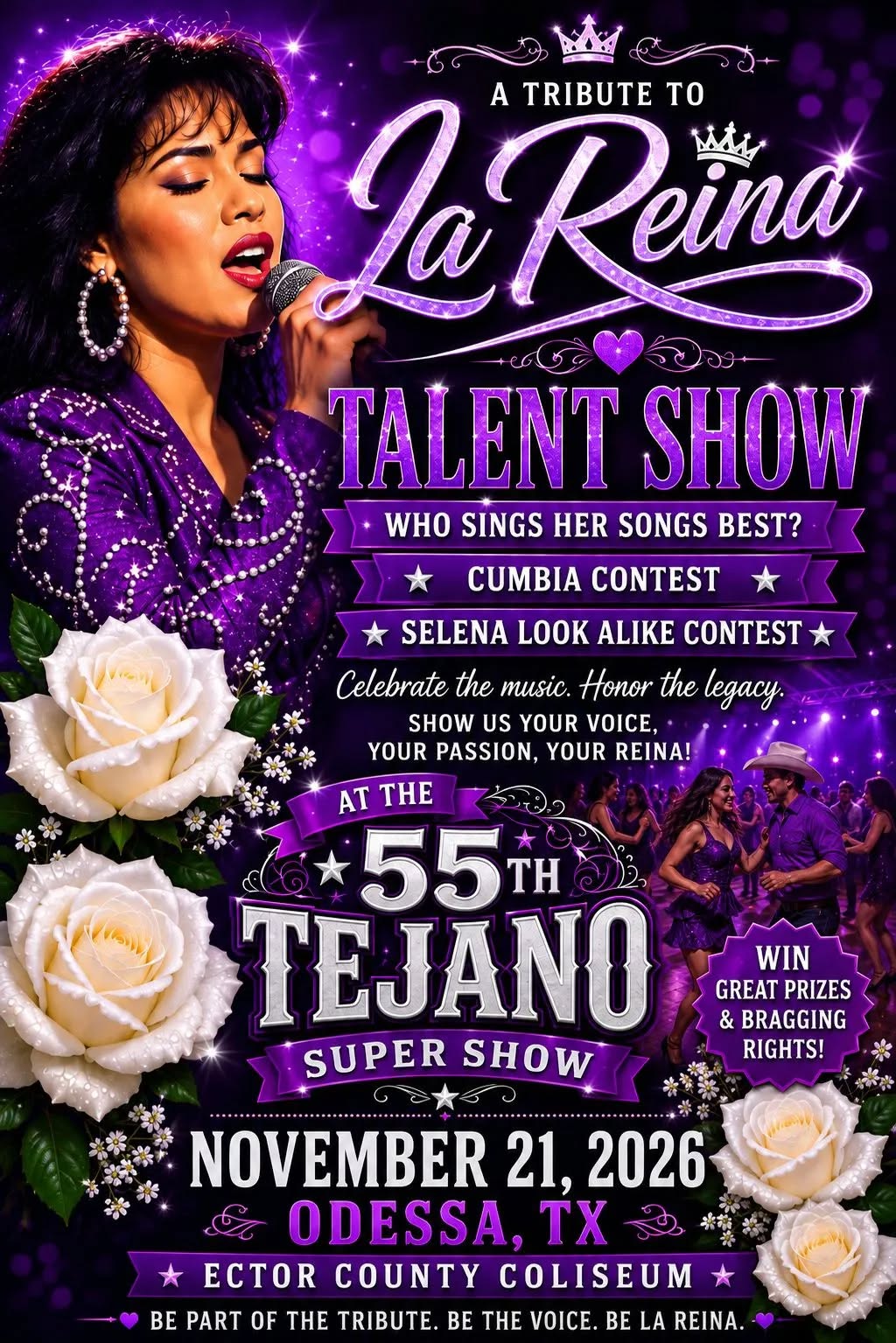 Flyer for A Tribute to La Reina Talent Show - 55th Tejano Super Show