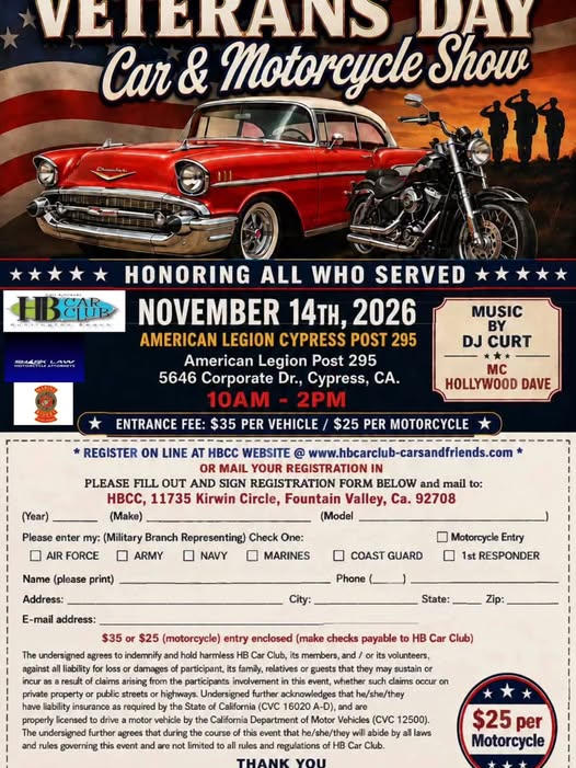 Flyer for Veterans Day Car & Motorcycle Show