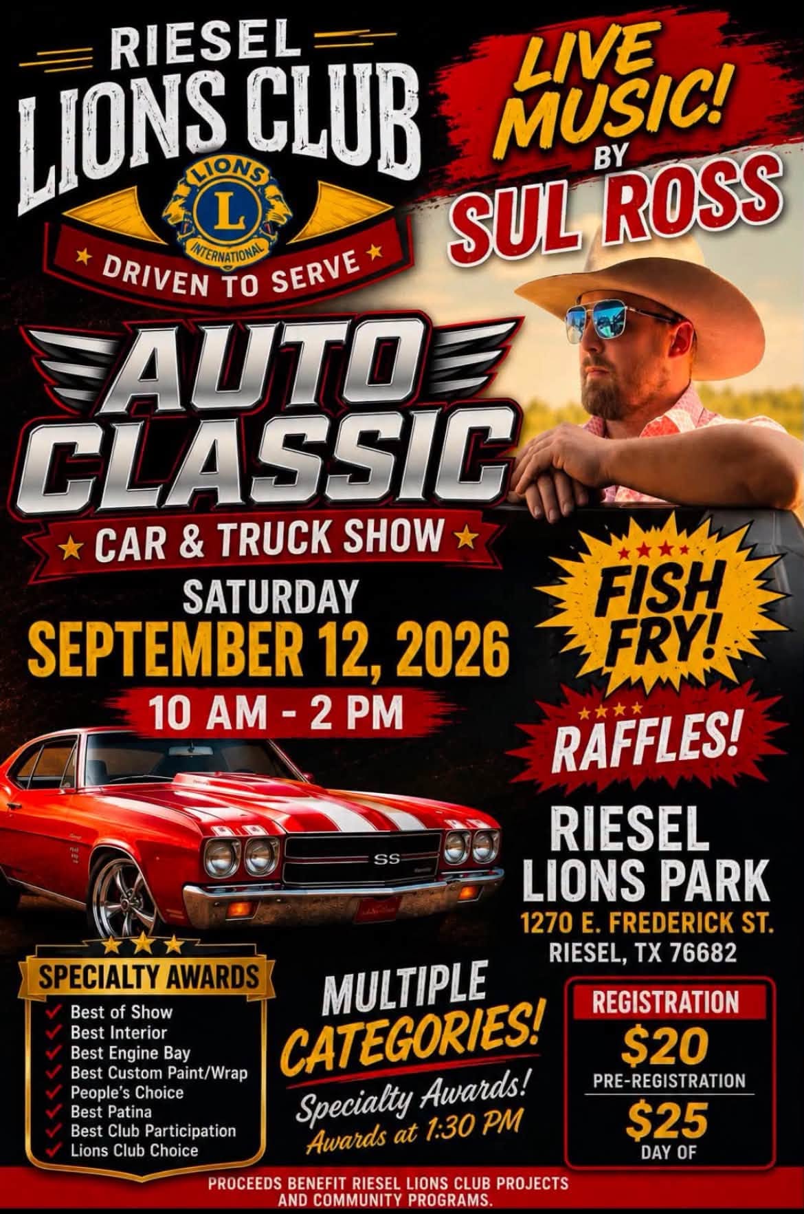 Riesel Lions Club Auto Classic Car & Truck Show flyer