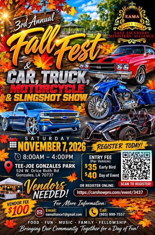Flyer for 3rd Annual Fall Fest & Car, Truck, Motorcycle & Slingshot Show