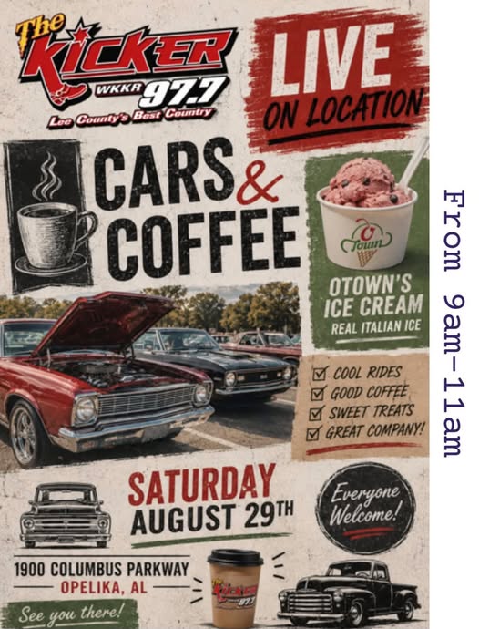 The Kicker 97.7 Cars & Coffee flyer