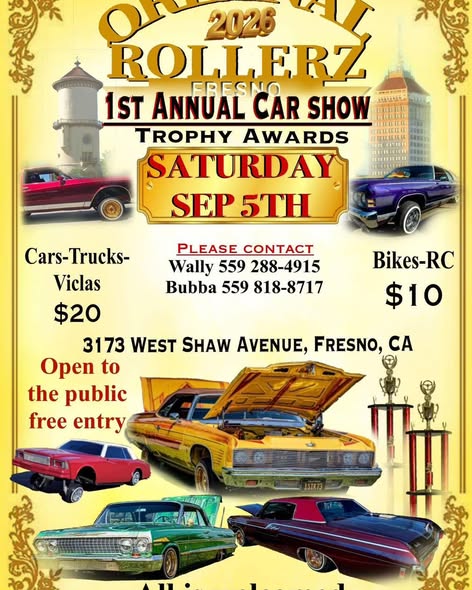 Original Rollerz 2023 1st Annual Car Show Trophy Awards flyer