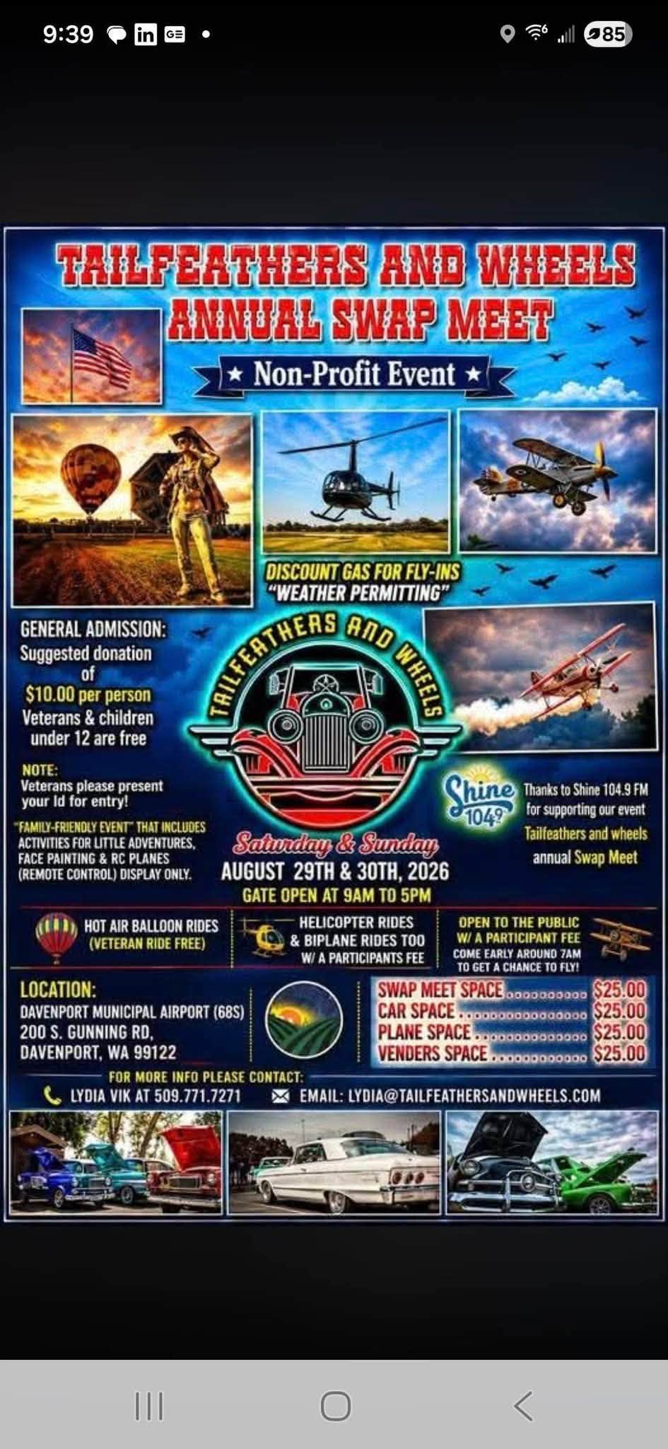 Tailfeathers and Wheels Annual Swap Meet flyer