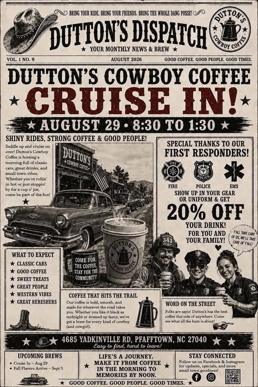 Dutton's Cowboy Coffee Cruise In flyer