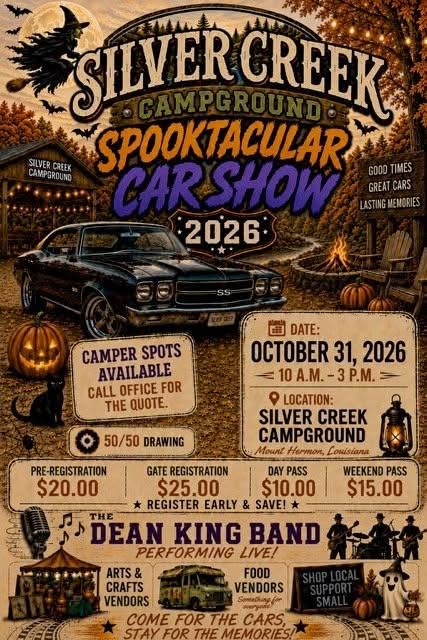 Flyer for Silver Creek Campground Spooktacular Car Show 2026