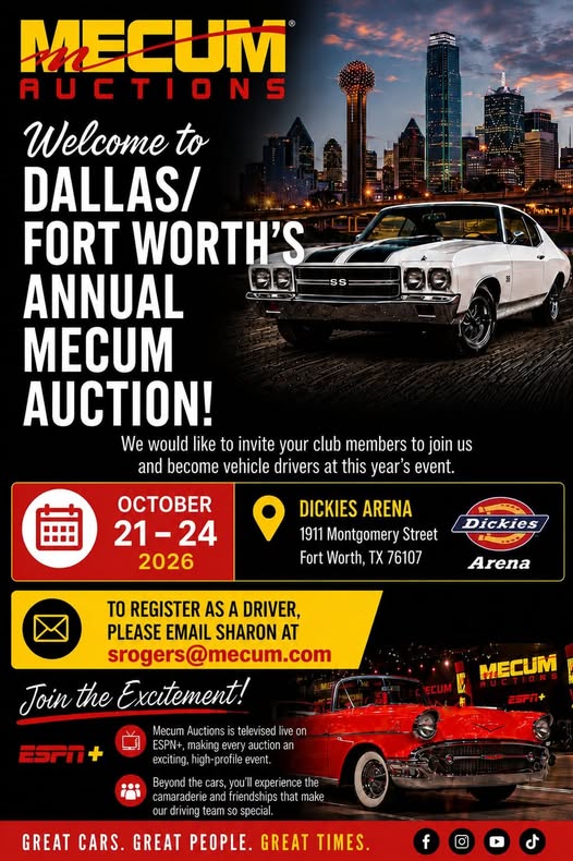 Flyer for Dallas/Fort Worth's Annual Mecum Auction