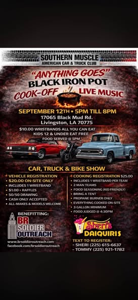 Anything Goes Black Iron Pot Cookoff Live Music flyer