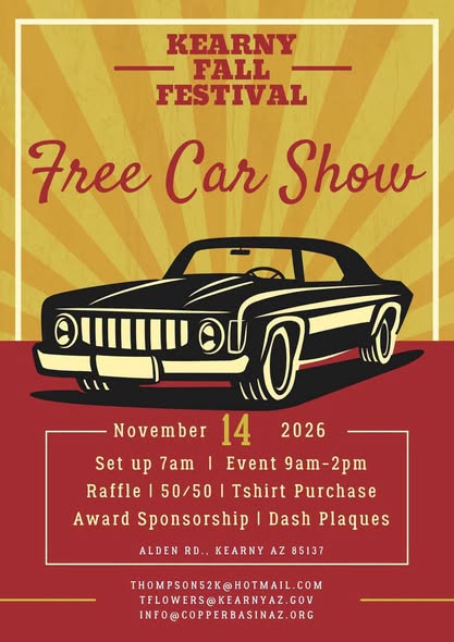 Flyer for Kearny Fall Festival Free Car Show