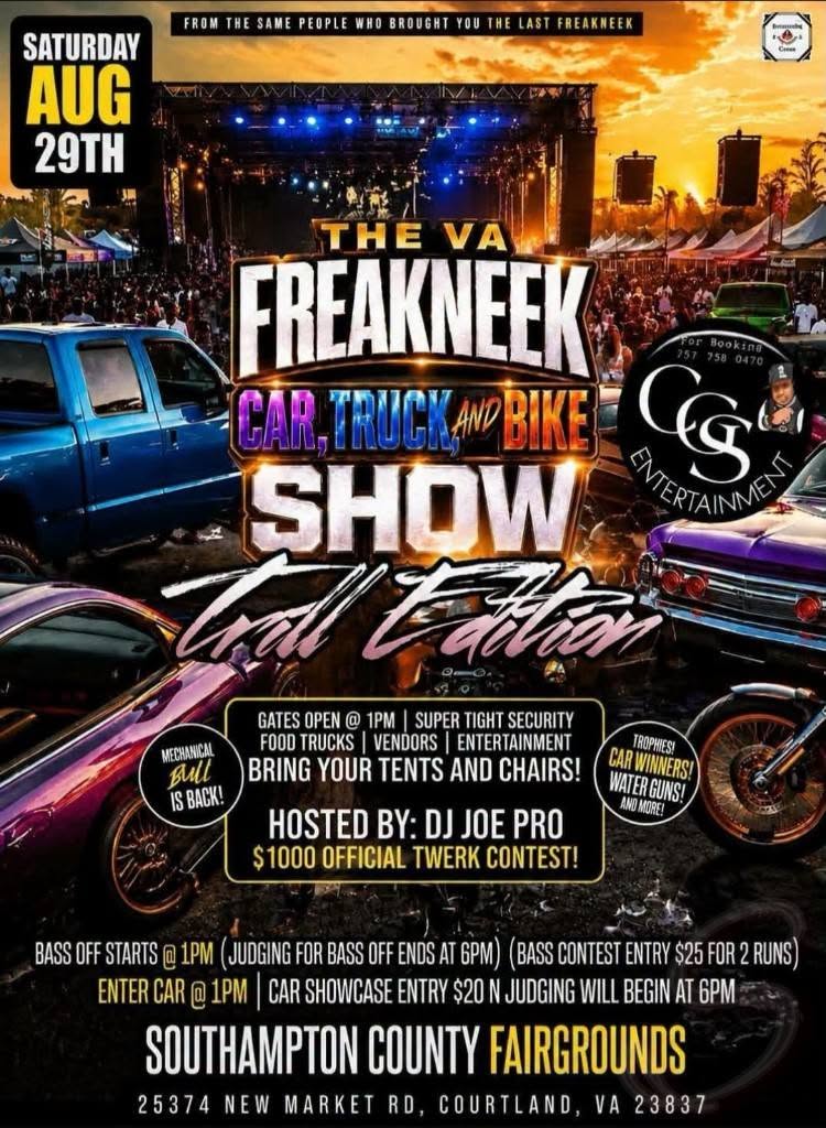 The VA Freakneek Car, Truck, and Bike Show flyer