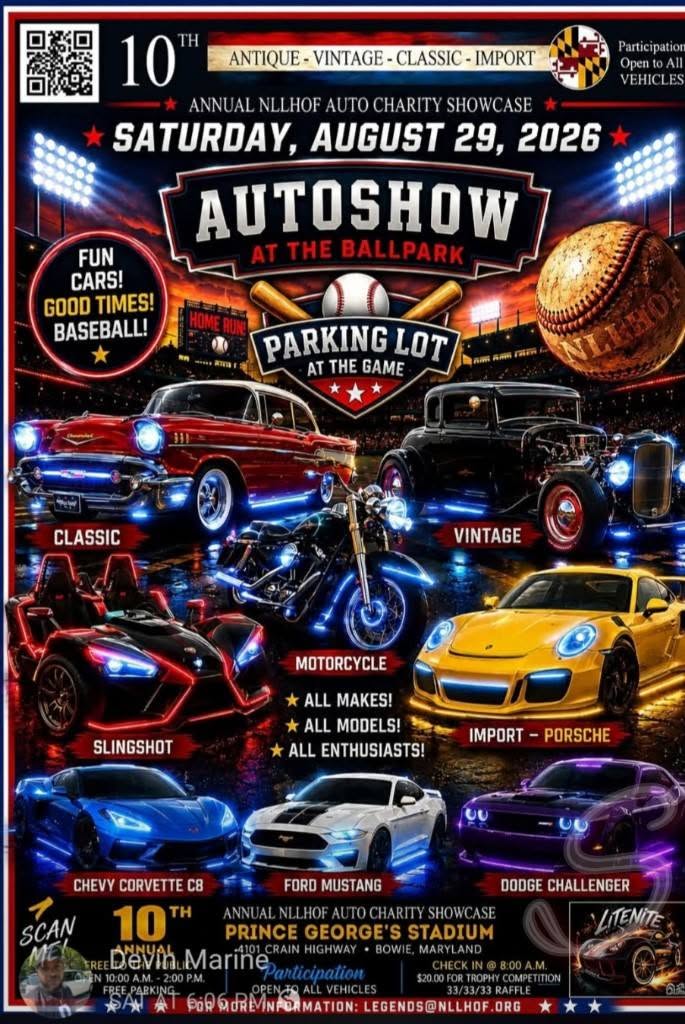 10th Annual NLLHOF Auto Charity Showcase - Auto Show at the Ballpark flyer
