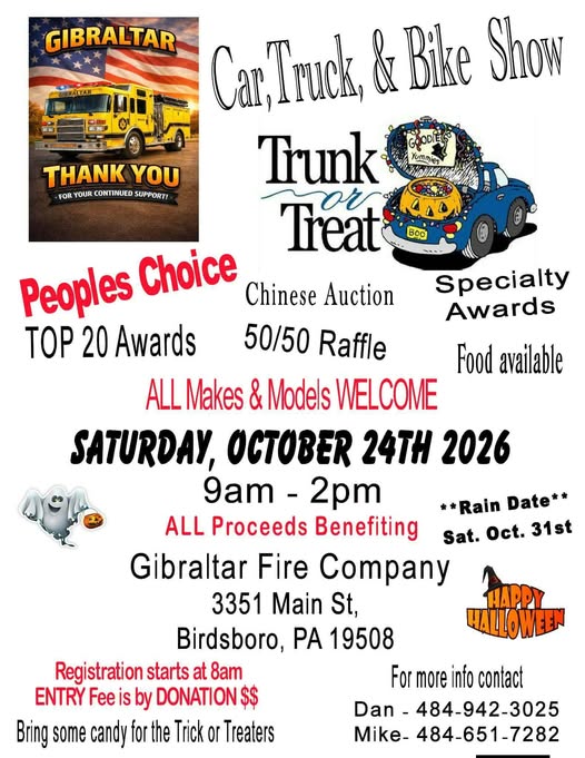 Flyer for Gibraltar Car, Truck, & Bike Show