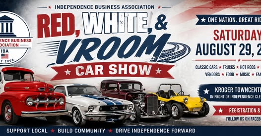 Red, White & Vroom Car Show flyer