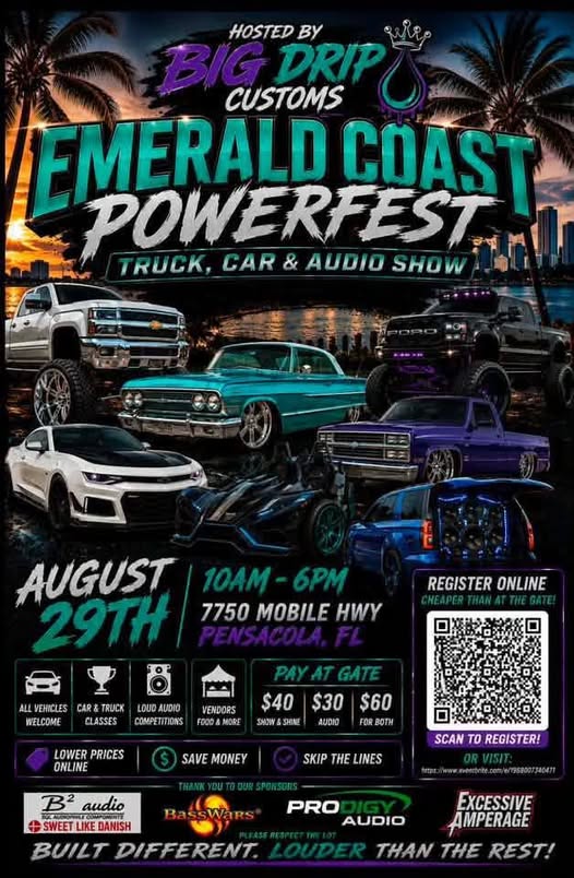 Emerald Coast Powerfest Truck, Car & Audio Show flyer