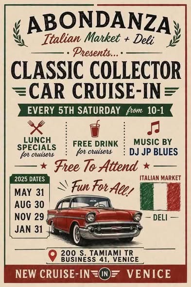 Flyer for Classic Collector Car Cruise-In