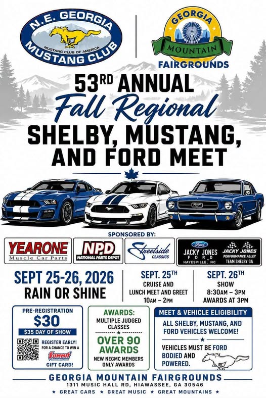 53rd Annual Fall Regional Shelby, Mustang, and Ford Meet flyer