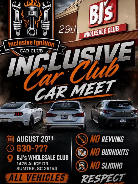 Inclusive Ignition Car Club Car Meet flyer
