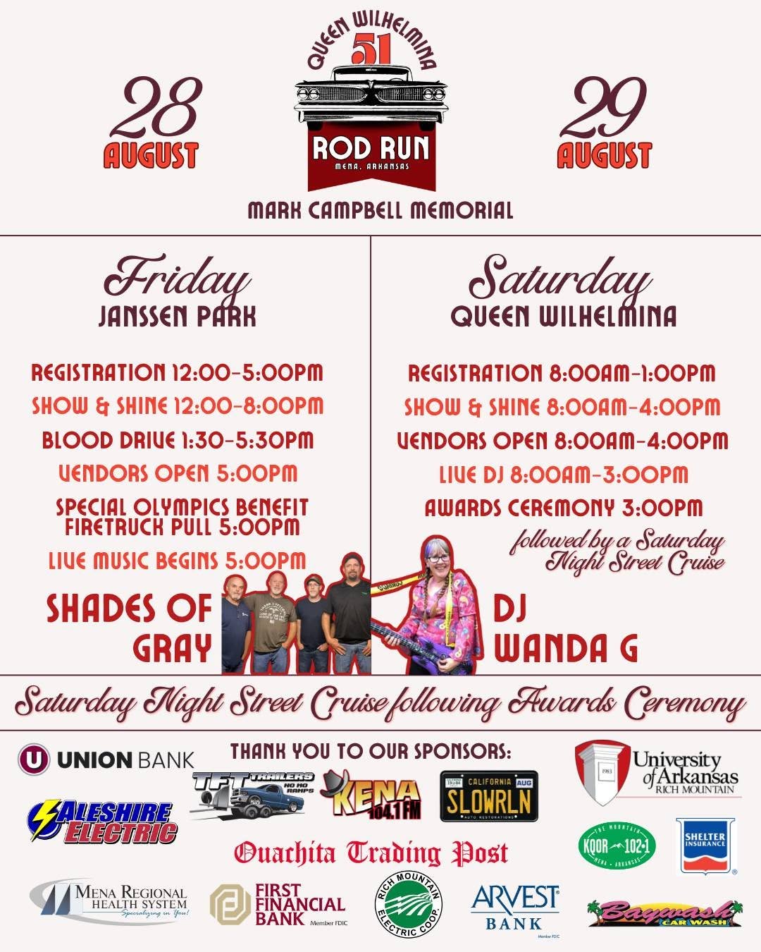 Queen Wilhelmina 51 Rod Run - Mark Campbell Memorial flyer